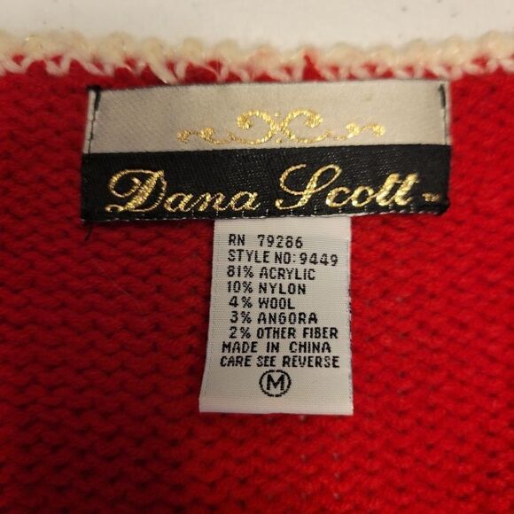 Dana Scott Vintage Red White and Gold Holiday Sweater with Angora Women's Medium - Picture 9 of 11
